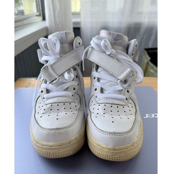 Nike Air Force 1 High NikeiD‎ Custom 2015 White Leather Aged Sole Rare Sz 5.5/7W